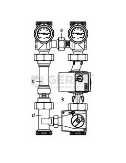Система обвязки котла "Regumat M3-UEP-180" Ду 32 1¼" (Grundfos "ALPHA+" 32-40) Oventrop