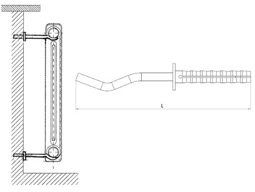 Дюбельный кронштейн 12-200 мм (для радиаторов Kalor, Kalor3, Thermo глубиной 95 и 110 мм)