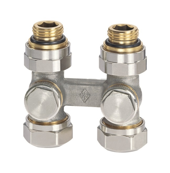 Узел нижнего подключения радиаторов Heimeier Vecotec проходной Rp1/2", внутренняя  резьба Арматура для нижнего подключения Heimeier