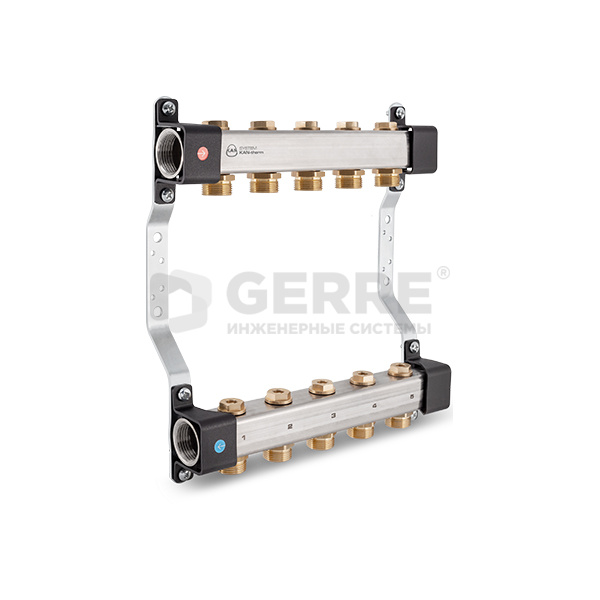 Коллекторная группа InoxFlow на 6 отводов с запорными вентилями (серия RVV) Коллекторные группы KAN-therm