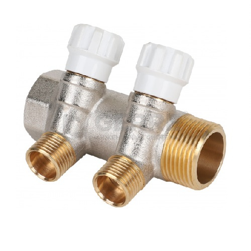 Коллектор латунный с регулирующими вентилями MVI 1"x1/2"x2 выхода Запорная арматура MVI