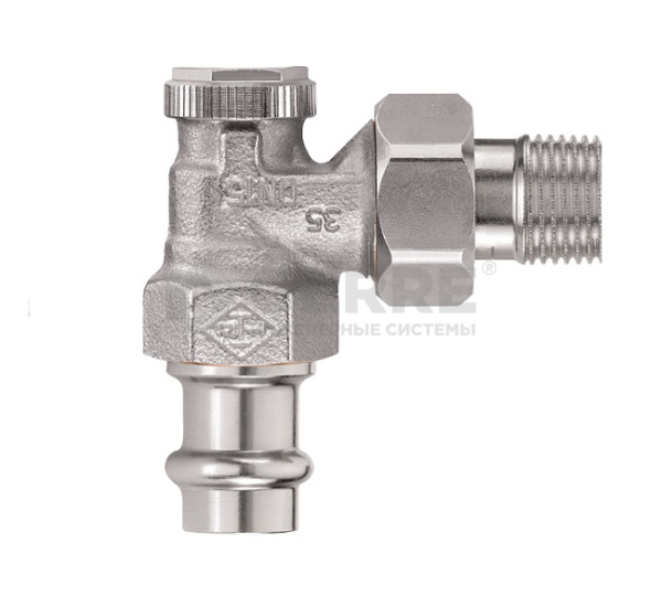 Радиаторный запорно-регулирующий клапан Heimeier Regutec, угловой, Dn 15 (1/2"), с пресс-фитингом Viega 15 мм Запорные радиаторные клапаны Heimeier (Германия)