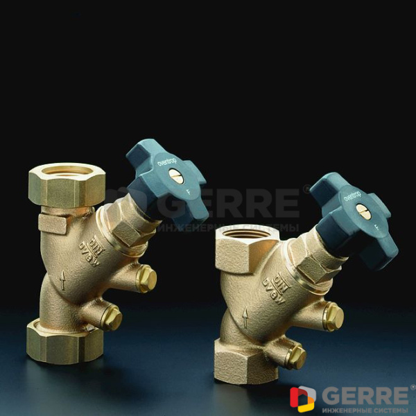 Вентиль свободного потока "Aquastrom" (F) бронза, Ду32, Rp 1 1/4" x Rp 1 1/4" без сливного штуцера Oventrop