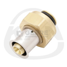 Соединитель латунный конусный press с пресс-кольцом, 16 х 3/4 Фитинги и комплектующие для металлопластиковых труб KAN-therm (Польша)