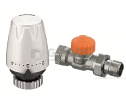 Комплект - термостатический клапан с автоматическим ограничителем расхода Eclipse, прямой, Dn 20 и термостатическая головка серии DX 