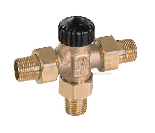 Трехходовой смесительный клапан, без преднастройки, Heimeier DN 32, с плоским уплотнением, бронза Термостатические трехходовые клапаны Heimeier (Германия)