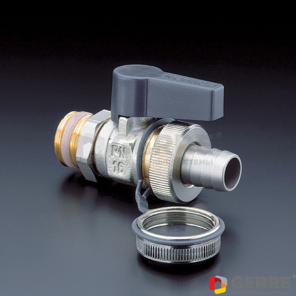 Optiflex шаровой кран, латунь,никелированный Ду 15,1/2"НР,со штуцером для шланга и колпачком Запчасти для гребенок Multidis