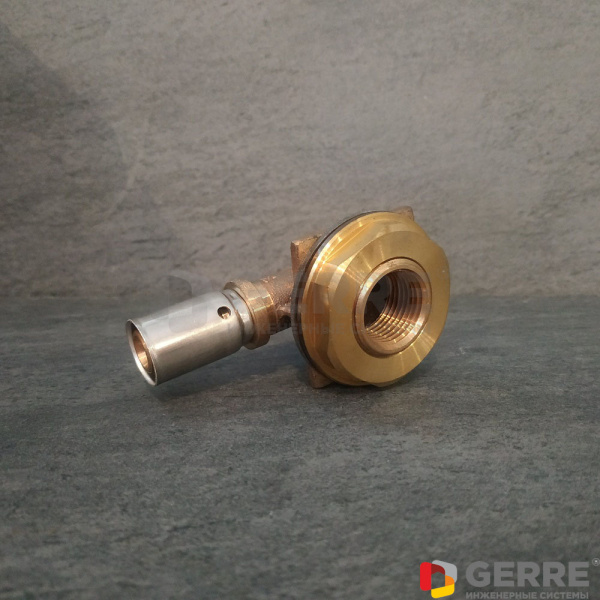 Выпускное колено встроенного смывного бачка с прессовым соединением 16х2,0мм х Rp1/2, артикул 1517443 Oventrop