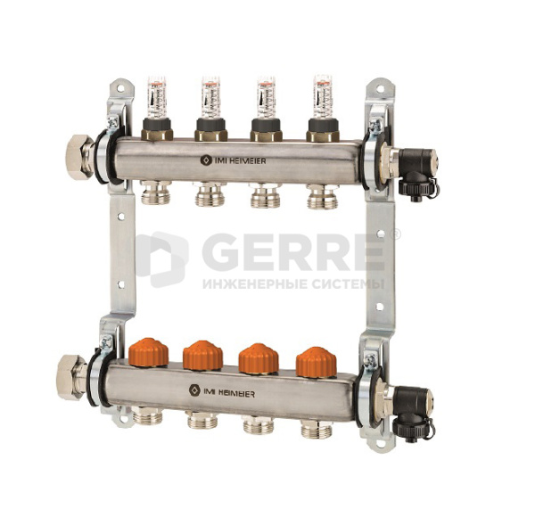 Распределительный коллектор Heimeier Dynacon Eclipse, 8 контуров Коллекторы для напольного отопления Heimeier (Германия)