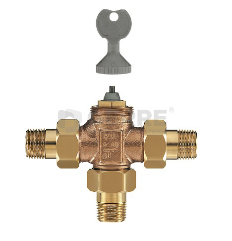 Трехходовой смесительный клапан, с преднастройкой, Heimeier DN 20, с плоским уплотнением, бронза Термостатические трехходовые клапаны Heimeier (Германия)