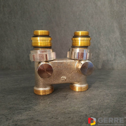 Перепускной узел с функцией отключения, 1/2&quot;НРx3/4&quot;НР, никелированный 