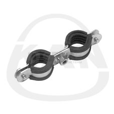 Хомут двойной с резиновым вкладышем, 16 мм - двухстороннее соединение винтами с метрической резьбой Фитинги и комплектующие для полипропиленовых труб KAN-therm (Польша)