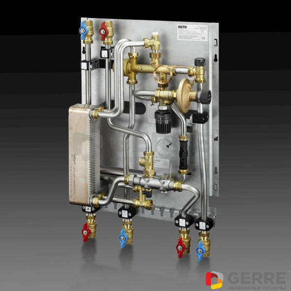 Станция для поквартирной разводки „Regudis W-HT“ 15 л/мин, теплообменник меднопаяный, подключение сверху Станции для поквартирной разводки Regudis