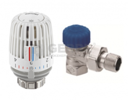 Комплект термостатического оборудования - термостатический клапан Gravity, угловой, Dn 15, бронза и термостатическая головка серии K 