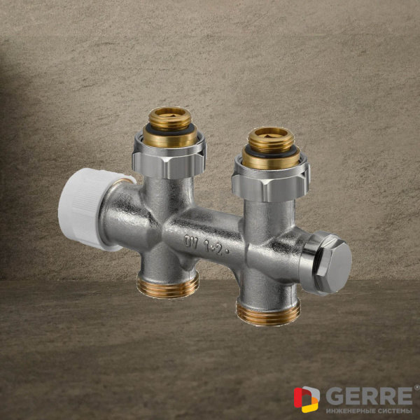 Multiblock T присоединительный узел 1/2"НГ x 3/4"НР, латунь,проходной Multiflex