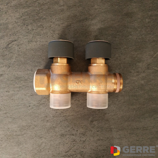 Распределительная гребенка из бронзы "Multidis R"(DN 20) на 2 отвода, со встроенными запорными вентилями Распределительные гребенки Multidis