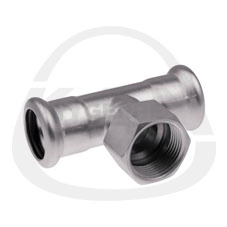 Тройник с внутренней резьбой press, для нержавеющей трубы, 22 x Rp½ x 22 Фитинги и комплектующие для нержавеющих труб KAN-therm (Польша)