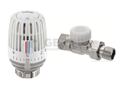 Комплект - термостатический клапан с предварительной настройкой V-Exact II, прямой, Dn 20 и термостатическая головка серии K Комплекты термостатического оборудования Heimeier (Германия)