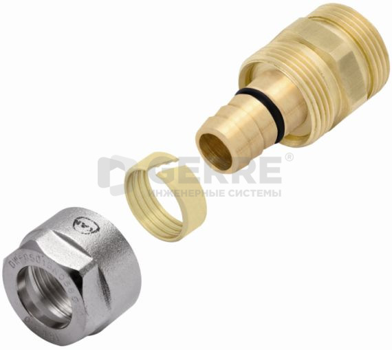 Соединитель латунный свинчиваемый с резьбой наружной, для труб PE-Xc/AI/PE-HD Platinum, 14 х 2 G1/2 Фитинги и комплектующие для труб из сшитого полиэтилена KAN-therm (Польша)