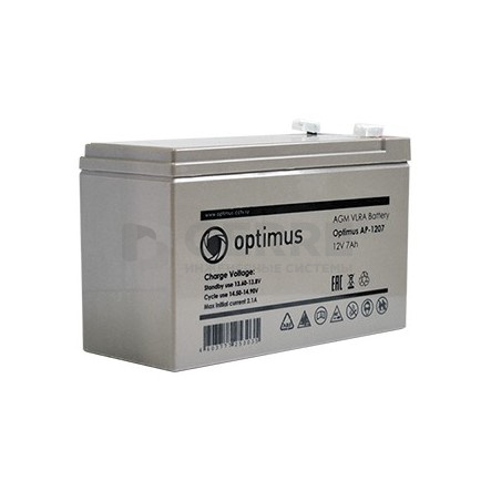 Аккумулятор резервного питания, 7 A/h, Optimus OP1207 Термостаты и контроллеры ZONT 