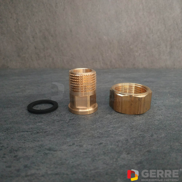 Втулка с НР, с плоским уплотнением, система распределения питьевой воды, бронза, R 1/2"x G 3/4 НГ Арматура Oventrop для систем водоснабжения