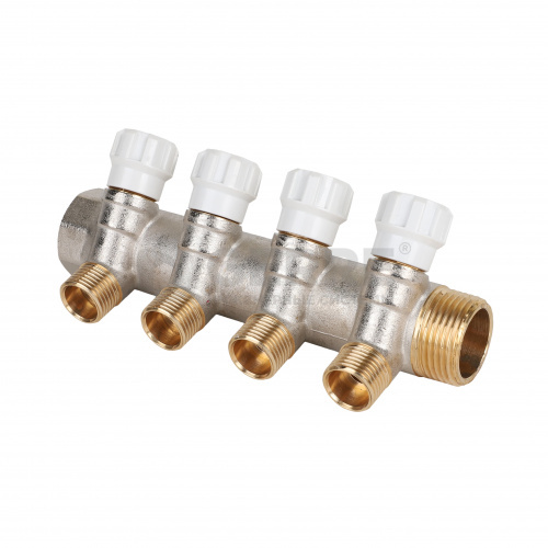 Коллектор латунный с регулирующими вентилями MVI 1"x1/2"x4 выхода Запорная арматура MVI