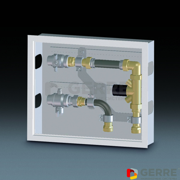 Floorbox, боковое присоединение для подключения контуров панельного отопления без использования распределительной гребенки Система теплых полов Cofloor Oventrop