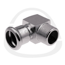 Отвод с наружной резьбой press - короткий, 22 x R¾ Фитинги и комплектующие для оцинкованных труб KAN-therm (Польша)