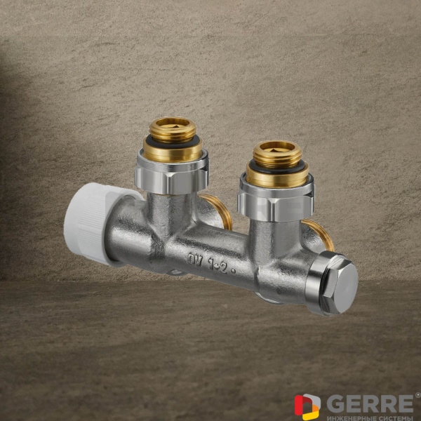 Multiblock T присоединительный узел 1/2"НГ x 3/4"НР, латунь,угловой Multiflex