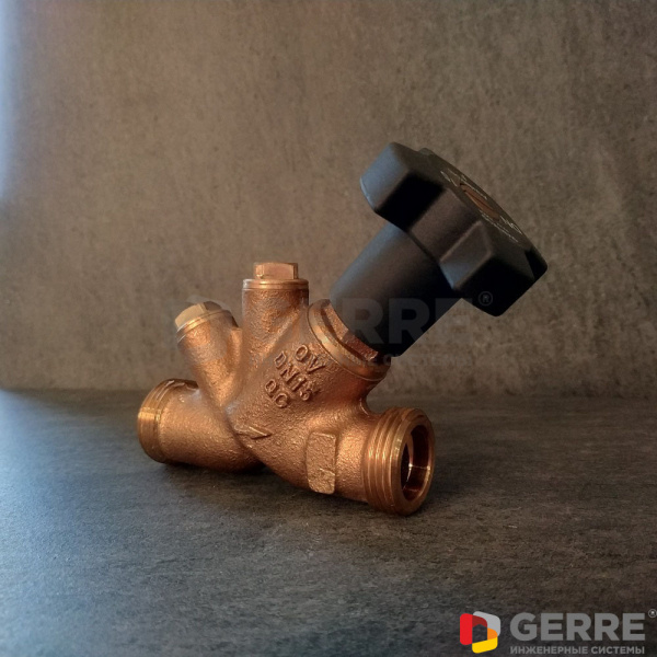 Вентиль свободного потока "Aquastrom"(F) бронза, Ду 25, G 1 1/4" x G 1 1/4" без сливного штуцера Oventrop