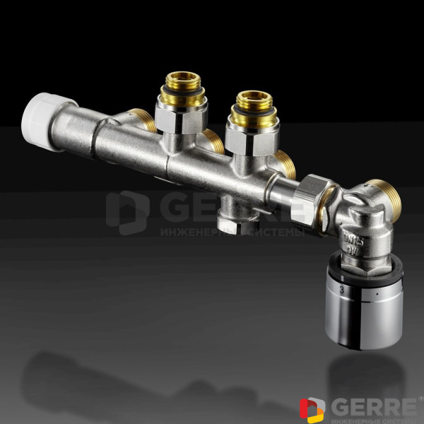 Multiblock T-RTL , дополнительно с вентилем RTL 1/2"НР, латунь,угловой Multiflex