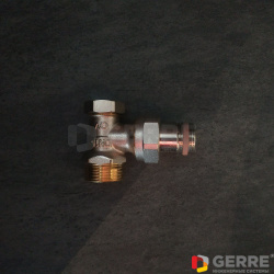 Вентиль на обратную подводку &quot;Combi 2&quot; Ду15, 1/2&quot;*3/4&quot;НР, из латуни, угловой, никелированный 