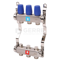Коллектор из нержавеющей стали в сборе без расходомеров, 3 выхода 