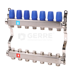 Коллектор из нержавеющей стали в сборе без расходомеров, 7 выходов 