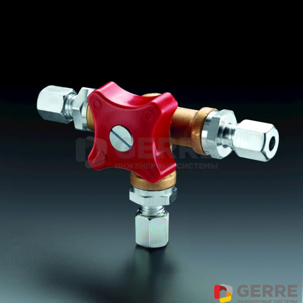 Переключающий кран 12*12*12мм, латунь без покрытия Oventrop