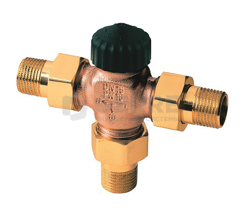 Трехходовой разделительный клапан, Heimeier DN25, с плоским уплотнением, бронза Термостатические трехходовые клапаны Heimeier (Германия)