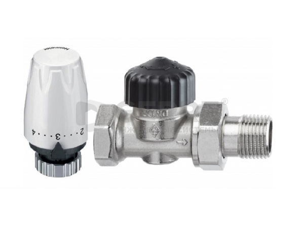 Комплект без преднастройки - прямой термостатический вентиль Heimeier Calypso (латунь) Dn 15 и термоголовка DX Комплекты термостатического оборудования Heimeier (Германия)