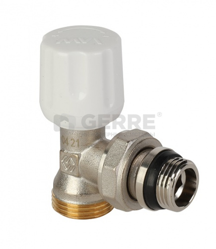 Вентиль радиаторный угловой ручной регулировки MVI с выходом под евроконус 1/2" Запорная арматура MVI