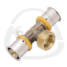 Тройник Press с пресс-кольцом с наружной резьбой, 32х3/ G1/ 32х3 Фитинги и комплектующие для металлопластиковых труб KAN-therm (Польша)