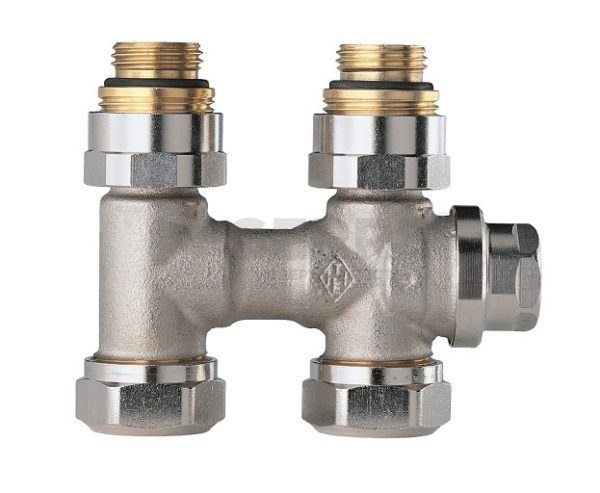 Узел нижнего подключения радиаторов Heimeier Vekolux проходной Rp1/2", внутренняя резьба, для однотрубных систем Арматура для нижнего подключения Heimeier