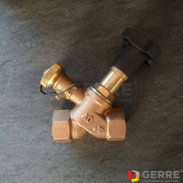 Вентиль с косой посадкой шпинделя Ду 32, R 1 1/4 ВР, с функцией слива, бронза Oventrop